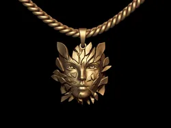 Golden Shattered Face Pendant 3D Print Model in Pendants 612925