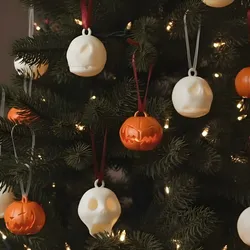 Jack Skellington 3D Print Model Set - 11 Spherical Christmas Tree Ornaments 3D Print Model in Decor 611371