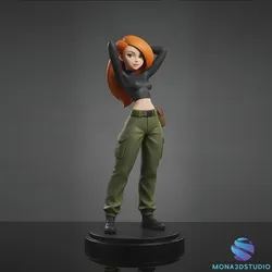 Kim Possible 3D Printable Statue - Interlocking Parts Model 3D Print Model in Toys 611233