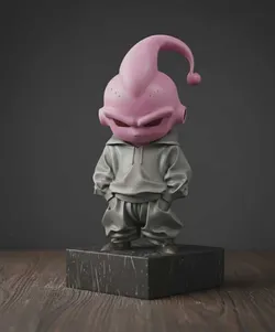 Majin Buu in Streetwear 3D Printable Model - Pre-Supported One Piece 3D Print Model in Toys 611626