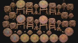 Medieval Wooden Target Shooting Range Environment Furniture Set