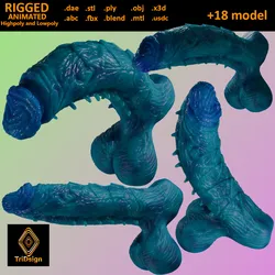Oni Demon Penis Sextoy Lowpoly and Highpoly Rigged