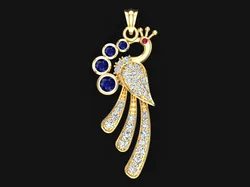 Peacock Pendant - Bird Pendant - Diamond Pendant - N1124 3D Print Model in Pendants 610778