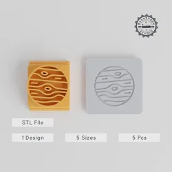 Planet Stamp Tile Set, 5 Sizes, Perfect for Clay, Cookies & Fondant, Astronomy-Themed, Space Exploration Series