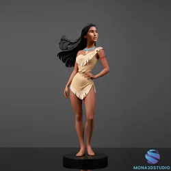 Pocahontas 3D Printable Model - Multi-Part Assembly Kit Base Legs Torso Head 3D Print Model in Toys 611249