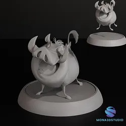 Pumbaa The Lion King Inspired 3D Printable Figure with Base Pre-Supported STL 3D Print Model in Toys 611496