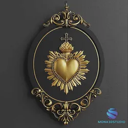 Sacred Heart Baroque Frame 3D 3D Print Model in Decor 611352