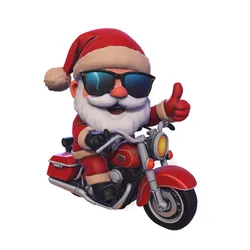 Santa Claus Biker High Poly 3D Printable Figurine 3D Print Model in Sculpture 610494