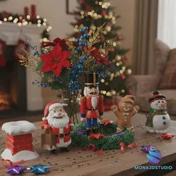 Set of 5 Printable 3D Christmas Decoration Models 3D Print Model in Furniture 611357