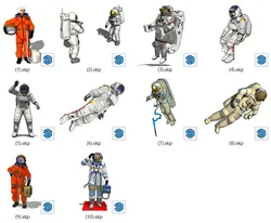 Space Scene Creative Toolkit A set of astronaut models designed for SketchUp to help you create an e