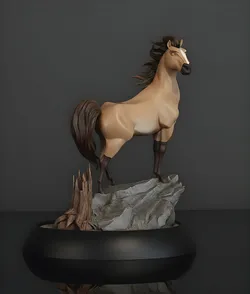 Spirit 3D Printable Horse Model with Rocky Base Full Multi-Part Versions Included 3D Print Model in Toys 611535