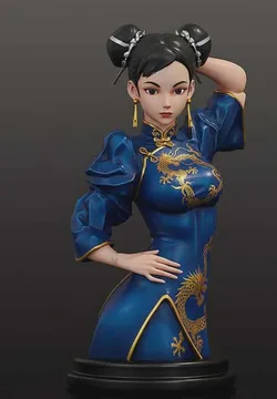Stylized Fighter Girl Bust Inspired by Classic Fighting Games STL 3D Print Model in Toys 611864