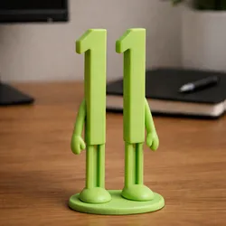 11 Number Figurine STL – Minimal Standing Character with Round Base | 3D Printable Desk Decor