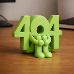 404 Error Number Figurine STL – Cute Sitting Character | 3D Printable Desk & Shelf Decor