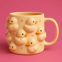 Handmade 3D Duck Mug Kawaii Porcelain Coffee Cup