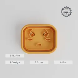 Kawaii Face Shape Cutter & Stamp Set, Cookie & Fondant Decor, 6-Piece, S/M/L Sizes, Cute Emoticon Expressions