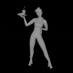 Roller skates waitress - Carhop waitress- Waitress- Vintage diner culture-  Retro Americana- Small tilted service cap