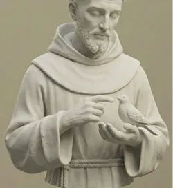 Saint Francis of Assisi - Minimalist Sculptural Bust with Bird