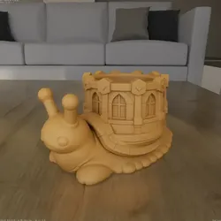 Snail Castle Planter STL Cute Desk Container