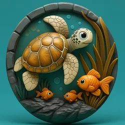 Underwater Sea Turtle and Fish