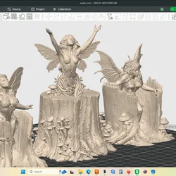 Group of 3 various style woodland fairies, fairy