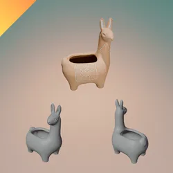 Llama Planter Mug Pot – Animal-Inspired STL + GLB Model for 3D Printing and Display