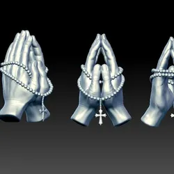 praying hands holding a rosary
