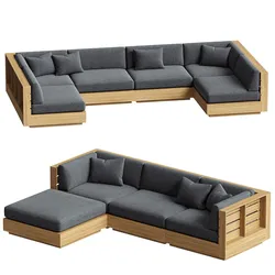 Bal Harbour Outdoor Teak Six and Corner Piece Sectional