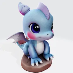 Cute Baby Blue Dragon Ready for 3D Printing Digital Art 3D Print Model in Sculpture 596794