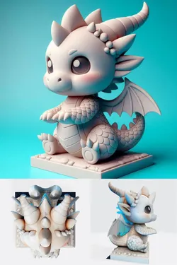 Cute Baby Dragon Figurine High-Poly for Printing Animation Collectibles 3D Print Model in Sculpture 597328