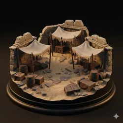 Desert Ruins Camp Diorama  Ancient Market Shelter
