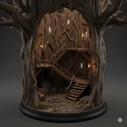 Fantasy Tree House Diorama  Magical Woodland Interior