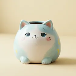 flowerpot, pot, pen, container, multipurpose, cat, kawaii cute, decoration, home
