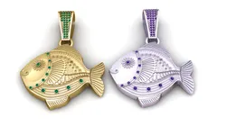 Golden Fish Pendant 3D Print Model in Pendants 597040