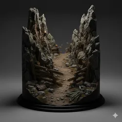 Mountain Pass Diorama Fantasy Canyon Environment Scene