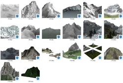 Mountains icebergs glaciers and rocky mountains SketchUp model a total of 20