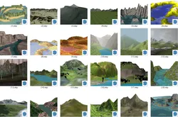 Mountains mountains streams grasslands islands canyons rivers SketchUp model a total of 36