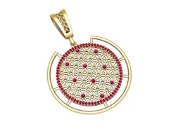 Ruby Floral Mandala Pendant 3D Printable Jewelry Model 3D Print Model in Pendants 616732