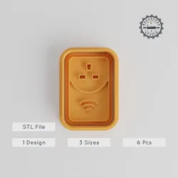 Smart Plug Shape Cutter & Stamp Set, Cookie Fondant Mold Collection, 3 Sizes, 6 Pieces