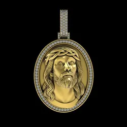00061 Jesus Head in Oval Frame Pendant
