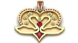 Amethyst Swan Heart Love Pendant 3D Print Model in Pendants 598201