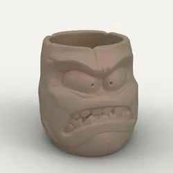 Angry Log Face Planter - Stylized Monster Tree Stump Pot - Cartoon Character