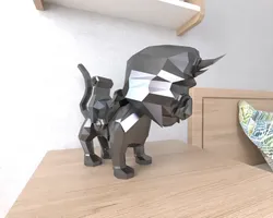 Characters & Creatures STL indir - Mini gevechtskat Laagpoly Laagpoly - RandomThings