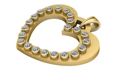 Diamond Heart Pendant 3D Print Model in Pendants 598605
