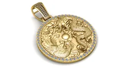Dragon Phoenix Harmony Medallion 3D Print Model in Pendants 598171