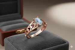 Filigree Oval Gemstone Ring 3D Print Model in Rings 598887