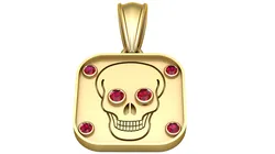 Golden Skull Ruby Pendant
