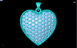 Heart pendant - Diamond pendant - Womens pendant - N131 3D Print Model in Pendants 599516