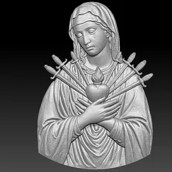 Mary and the Seven Swords Relief Model 3D print model