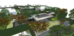 Modern luxury house demonstration area bungalow architecture SU model